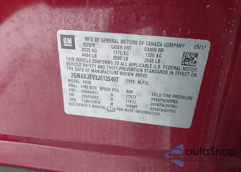 2018 Chevrolet Equinox Lt from USA, damaged, VIN 2GNAXJEV3J6135497